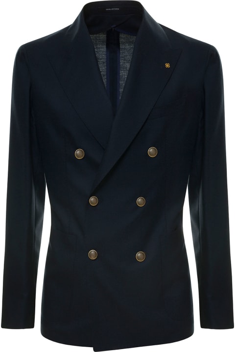 Tagliatore Coats & Jackets for Women Tagliatore Blue Double-breasted Jacket With Golden Buttons Man