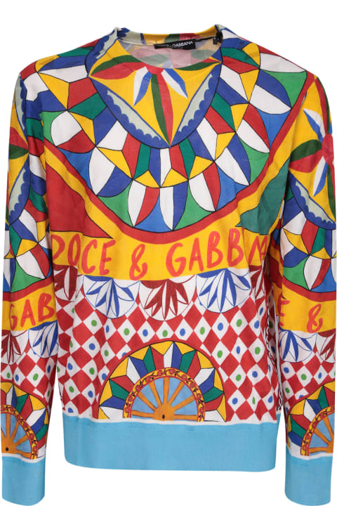 Sale for Men Dolce & Gabbana Cart Print Multicolor Jumper