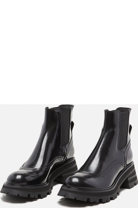 Alexander McQueen Shoes for Women Alexander McQueen Chunky Polished Leather Chelsea Boots