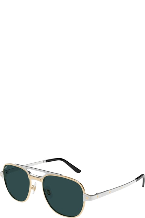 Cartier Eyewear Accessories for Men Cartier Eyewear Cartier Ct0477s Santos De Cartier 003 Gold Silver Green Glasses