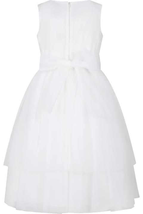 Simonetta Dresses for Girls Simonetta White Dress For Girl With Sequins