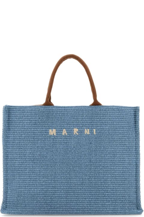 Marni Totes for Women Marni Light-blue Raffia Big Shopping Bag