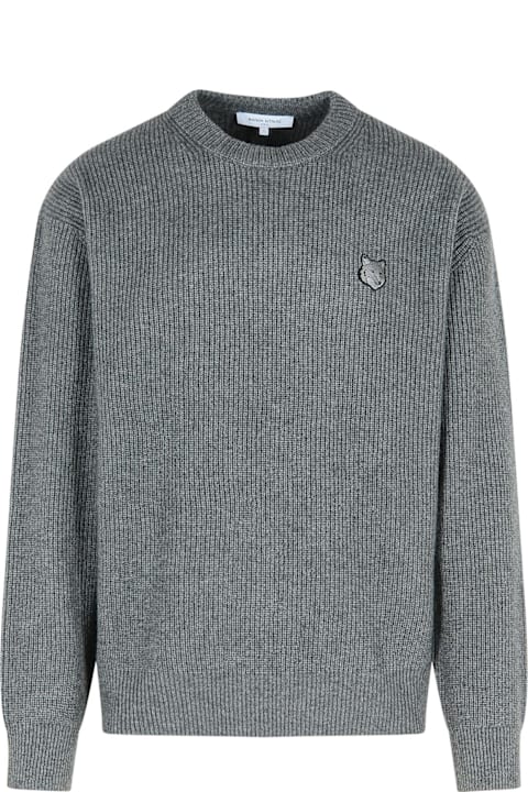 メンズ Maison Kitsunéのニットウェア Maison Kitsuné Grey Wool Sweater