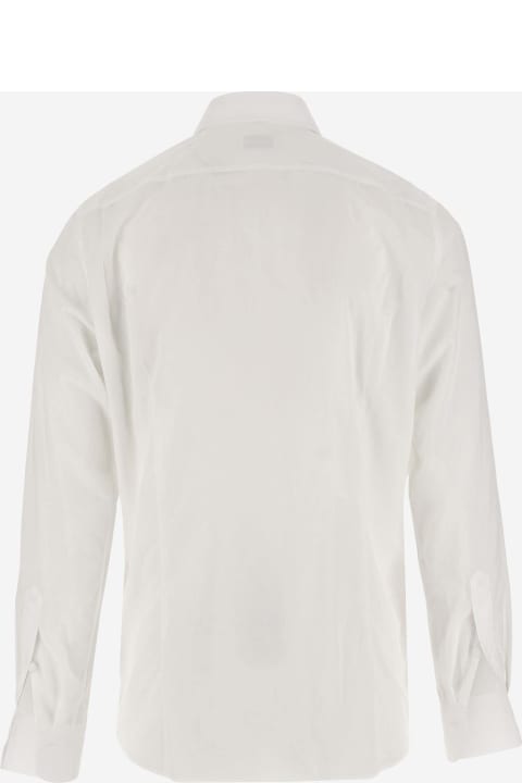 Tagliatore for Men Tagliatore Cotton Poplin Shirt With Ruffles
