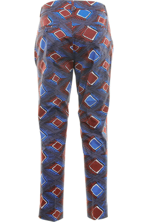 High-waisted Trousers With Multicolor Print
