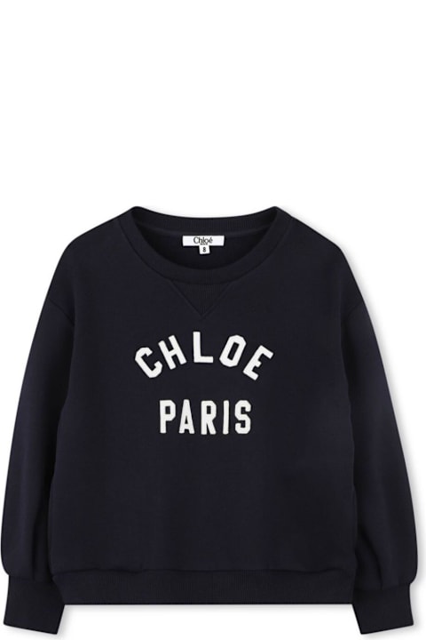Chloé Sweaters & Sweatshirts for Women Chloé Black Crewneck Sweatshirt With Lettering Logo On The Front In Cotton Girl