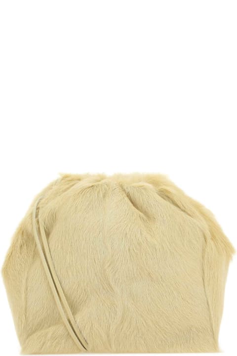Jil Sander Shoulder Bags for Women Jil Sander Cream Fur Dumpling Bucket Bag