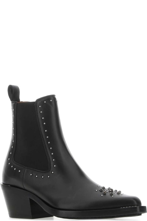 ウィメンズ Chloéのブーツ Chloé Black Leather Nellie Ankle Boots