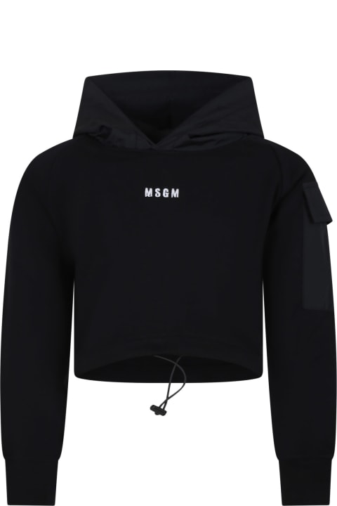 MSGM for Kids MSGM Black Sweatshirt For Girl With Logo