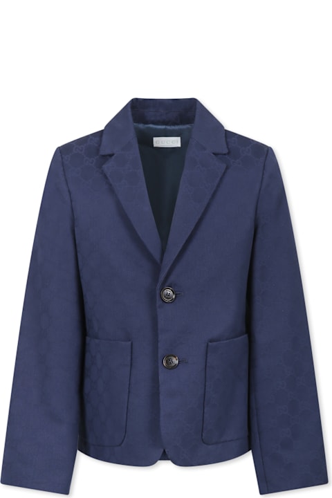 Gucci Coats & Jackets for Boys Gucci Blue Jacket For Boy With Web Detail