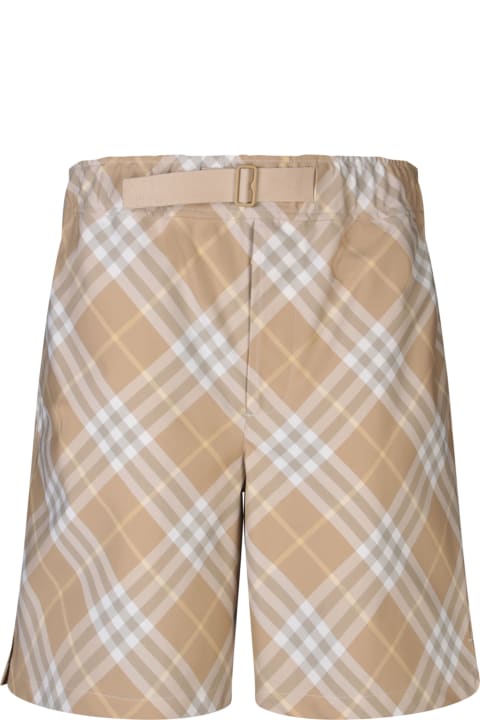 Burberry Pants for Men Burberry Beige Check Shorts