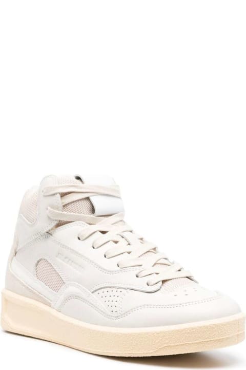Jil Sander Sneakers for Women Jil Sander Beige High-top Sneakers With Leather Inserts And Embossed Logo In Canvas Woman