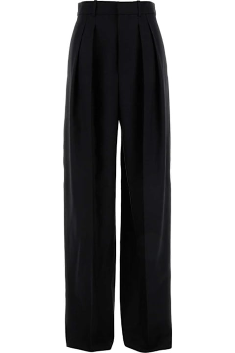 ウィメンズ トップス Saint Laurent Black Wool Wide-leg Pant