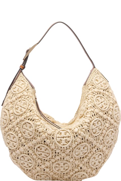 Homeware Tory Burch Raffia T Monogram Balloon Bag