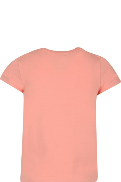 Calvin Klein قمصان بياقة دائرية وقمصان البولو لـ بنات Calvin Klein Pink T-shirt For Girl With Logo