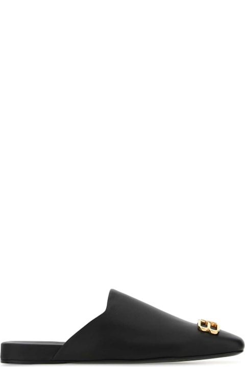 Balenciaga Shoes for Men Balenciaga Black Leather Cosy Bb Slippers