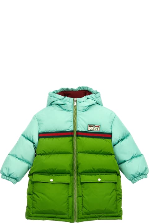 Coats & Jackets for Baby Boys Gucci Web Down Jacket