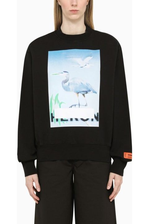 Black Crewneck Sweatshirt With Print