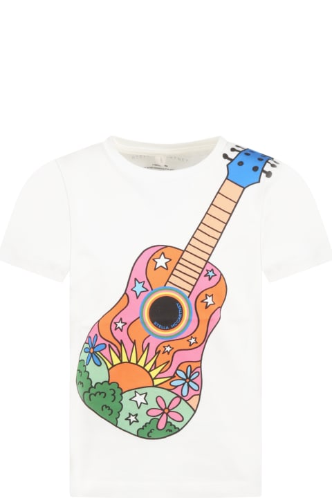 Stella McCartney Kids T-Shirts & Polo Shirts for Girls Stella McCartney Kids White Tshirt With Guitar Print For Girl