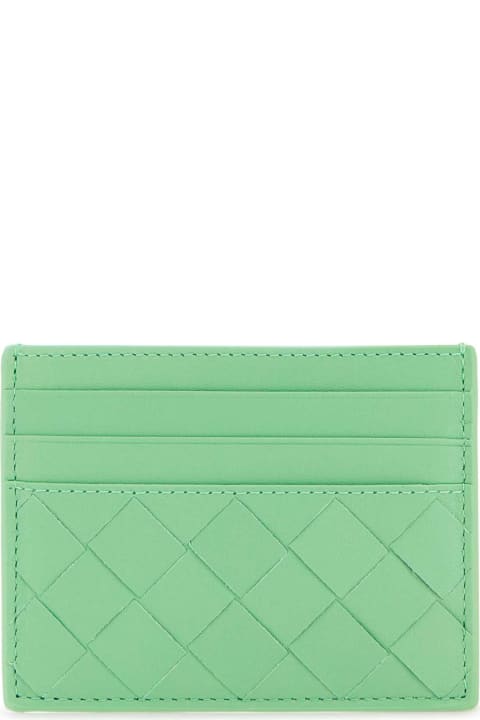Gifts For Her for Women Bottega Veneta Mint Green Leather Card Holder