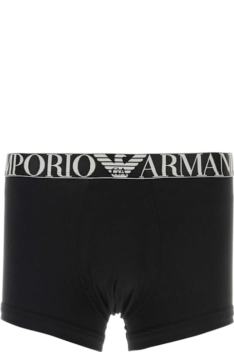 Emporio Armani Underwear Underwear for Men Emporio Armani Underwear Black Stretch Cotton Boxer Set