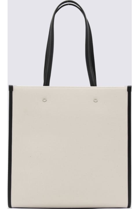 Fashion for Women Jimmy Choo Ivory Canvas And Black Leather Tote Bag
