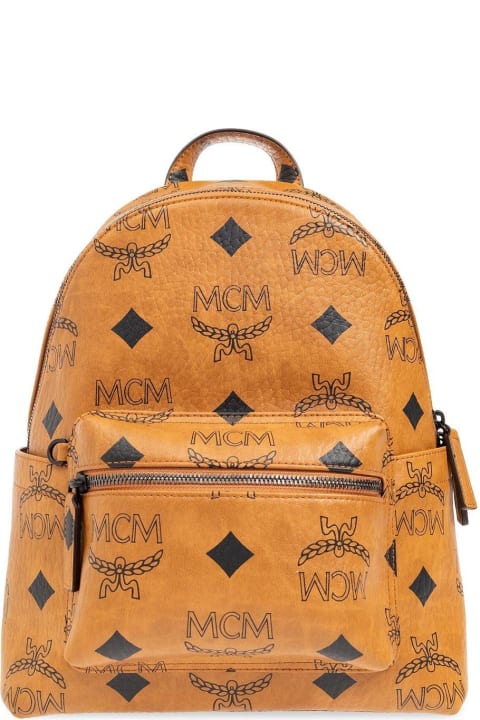 Bags Sale for Men MCM All-over Logo Printed Zipped Backpack