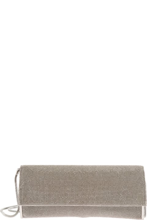 Clutches for Women Benedetta Bruzziches 'kate' Silver Clutch With All-over Rhinestone In Mesh Woman