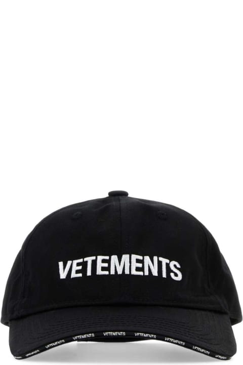 VETEMENTS Hats for Men VETEMENTS Black Cotton Baseball Cap