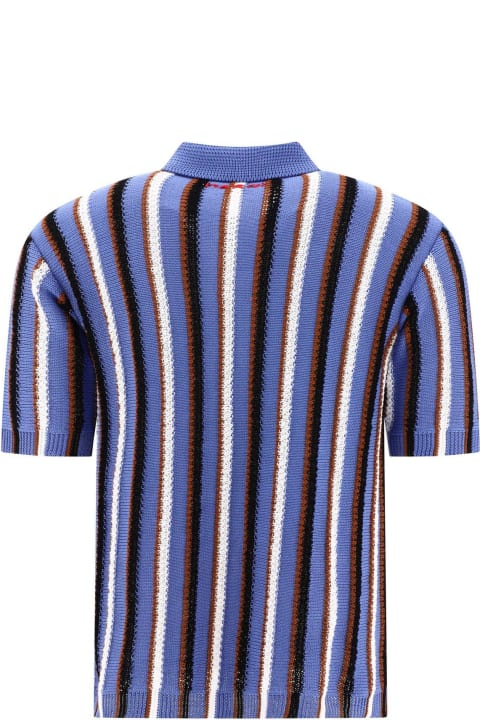 メンズ シャツ Marni Striped Crocheted Polo Shirt