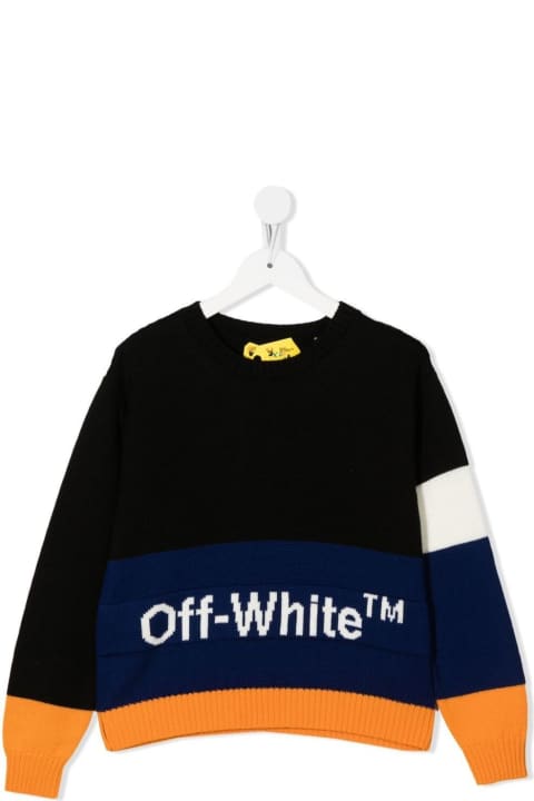 Black Virgin Wool Knit Sweater Boy Off White Kids