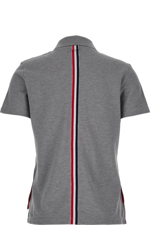 Topwear for Women Thom Browne Relaxed Fit Short Sleeve Polo W/ Center Back Rwb Stripe In Classic Pique
