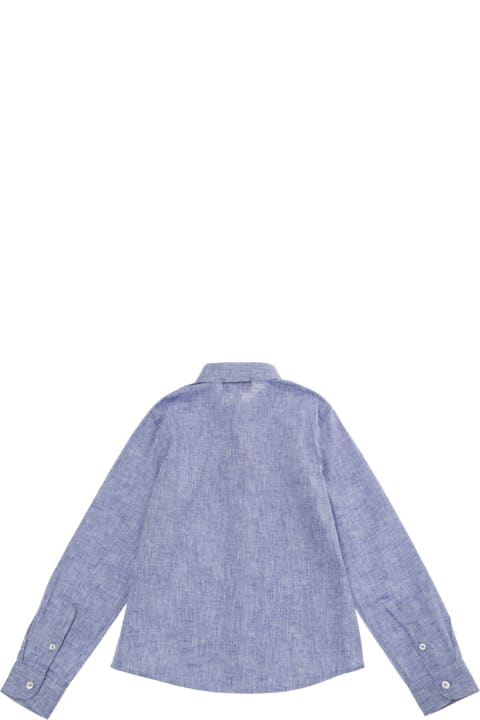 Emporio Armani Shirts for Boys Emporio Armani Light Blue Shirt With Logo Embroidery In Cotton And Linen Boy