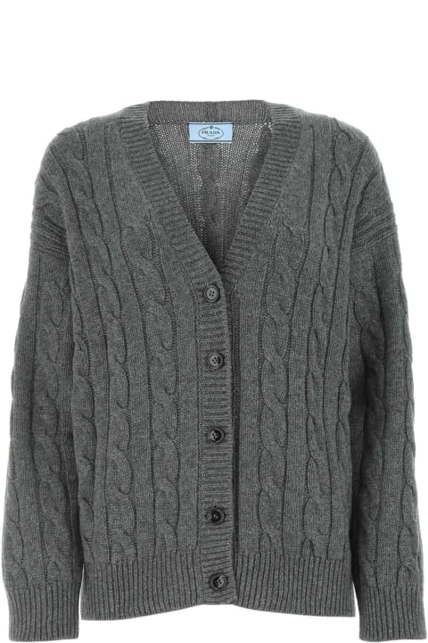 Sweaters Sale for Women Prada Grey Cashmere Oversize Cardigan