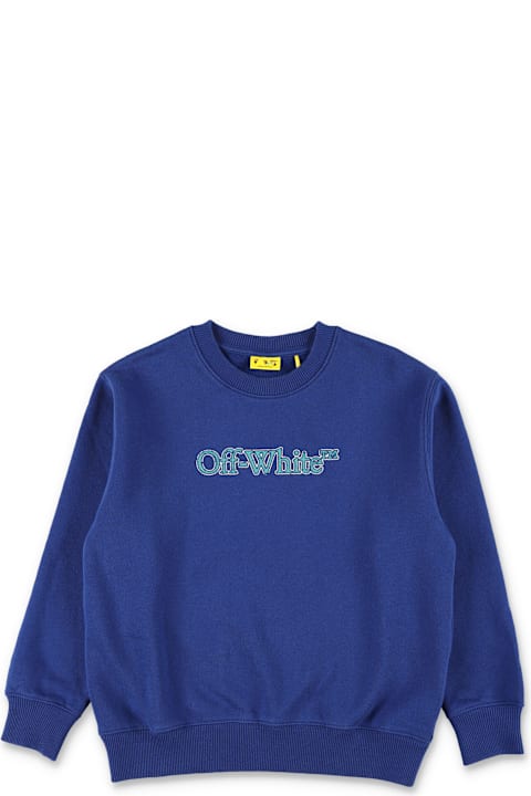 Homeware Off-White Off-white Kids Blue Cotton Sweatshirt With Printed Logo