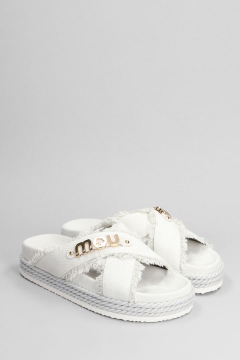 Mou Shoes for Women Mou Crisscross Slipper-mule In White Fabric