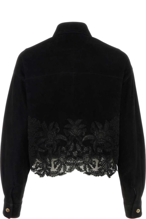 Fashion for Women Ermanno Scervino Black Suede And Lace Shirt