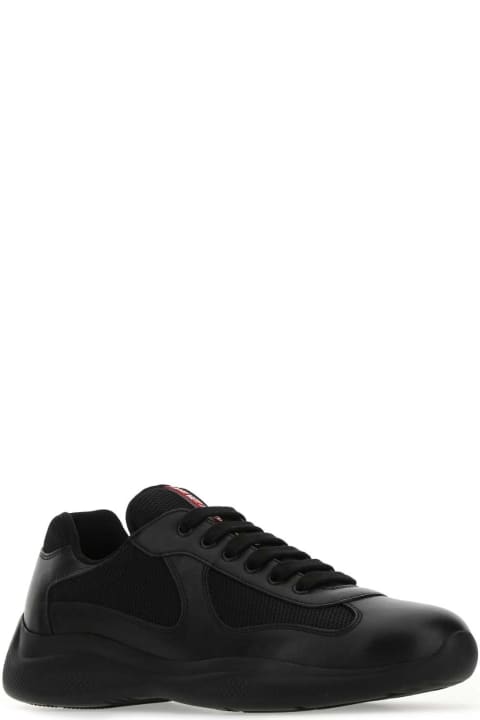 Fashion for Men Prada Black Leather And Mesh Sneakers