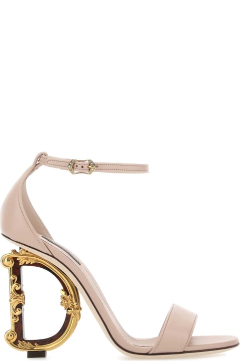 Dolce & Gabbana for Women Dolce & Gabbana Powder Pink Leather Keira 105 Sandals