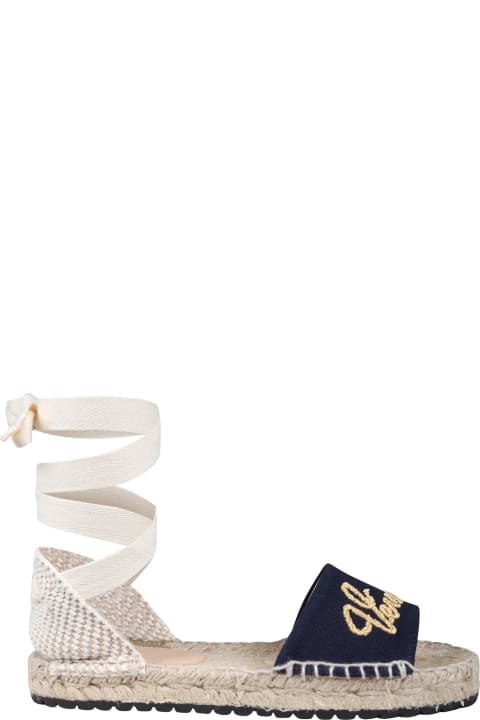 Versace Shoes for Girls Versace Blue Sandals In Rope For Girl With Logo