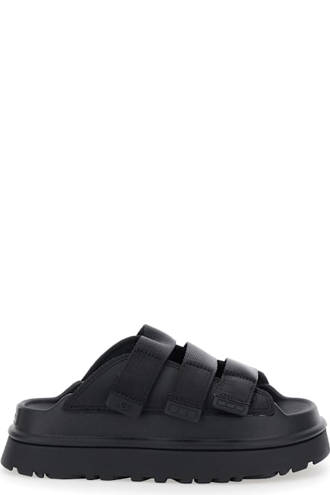 UGG لـ Women UGG 'golden Glow' Black Sandals With Round Open Toe In Tech Fabric Woman