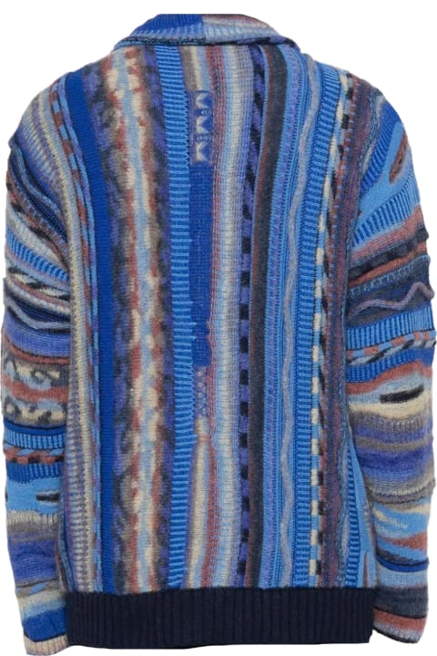 Laneus Sweaters for Men Laneus Blue Wool Blend Cardigan
