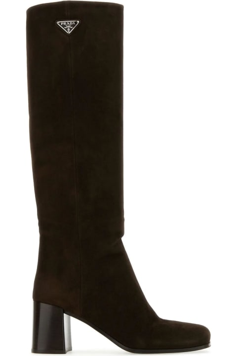 Fashion for Women Prada Dark Brown Suede Boots