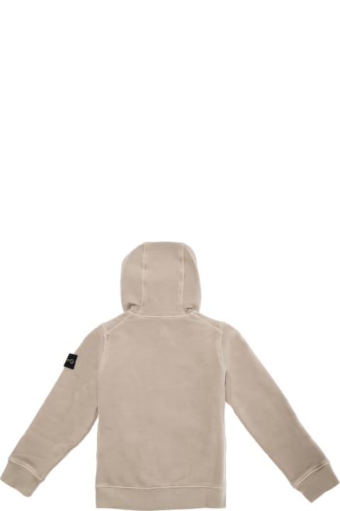 Grey Hoodie With Logo Patch In Cotton Boy