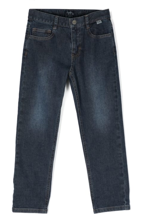 Il Gufo for Kids Il Gufo Blue Five-pocket Jeans With Logo Patch In Cotton Denim Boy