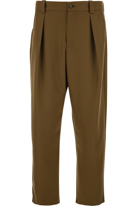 A.P.C. for Kids A.P.C. 'renato' Brown Pants With Front Pences In Wool Blend Man