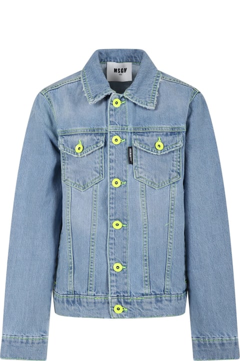 Topwear for Boys MSGM Blue Jacket For Boy With Logo