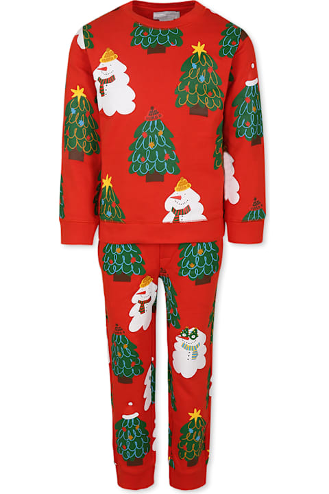 Stella McCartney Kids Suits for Boys Stella McCartney Kids Red Suit For Kids With Christmas Print