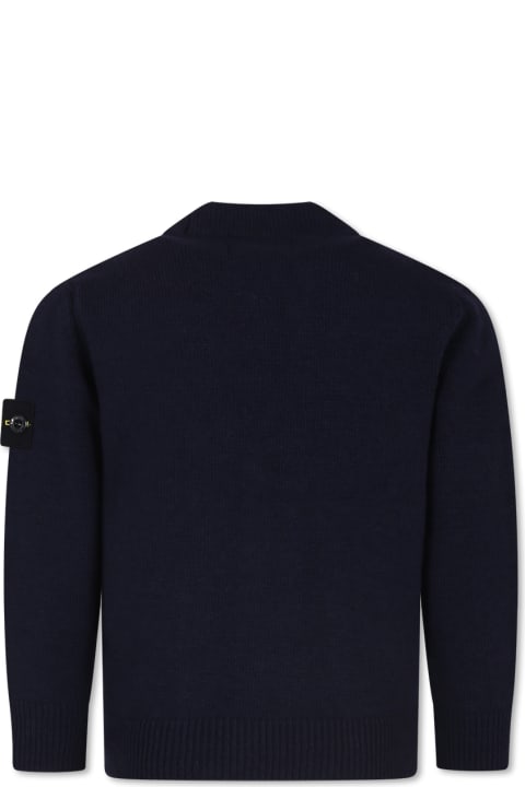 Homeware Stone Island Junior Blue Cardigan For Boy With Compass