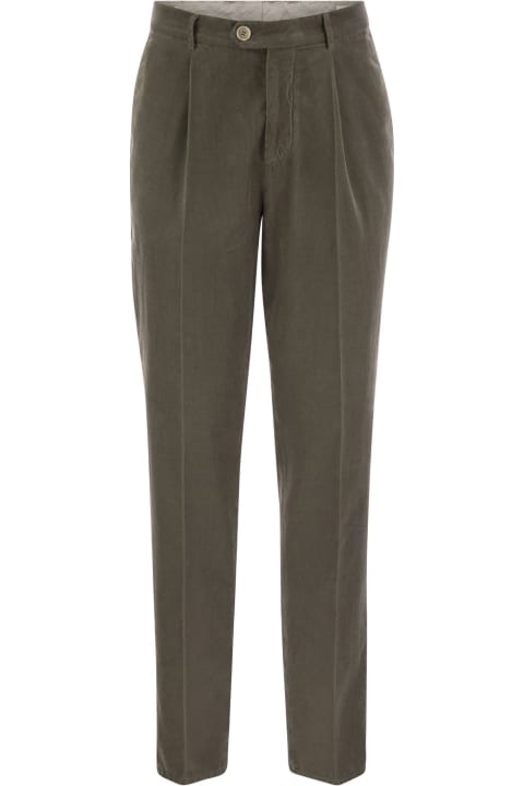 Fashion for Men Brunello Cucinelli Leisure Fit Trousers In Garment Dyed Cotton Corduroy With Darts